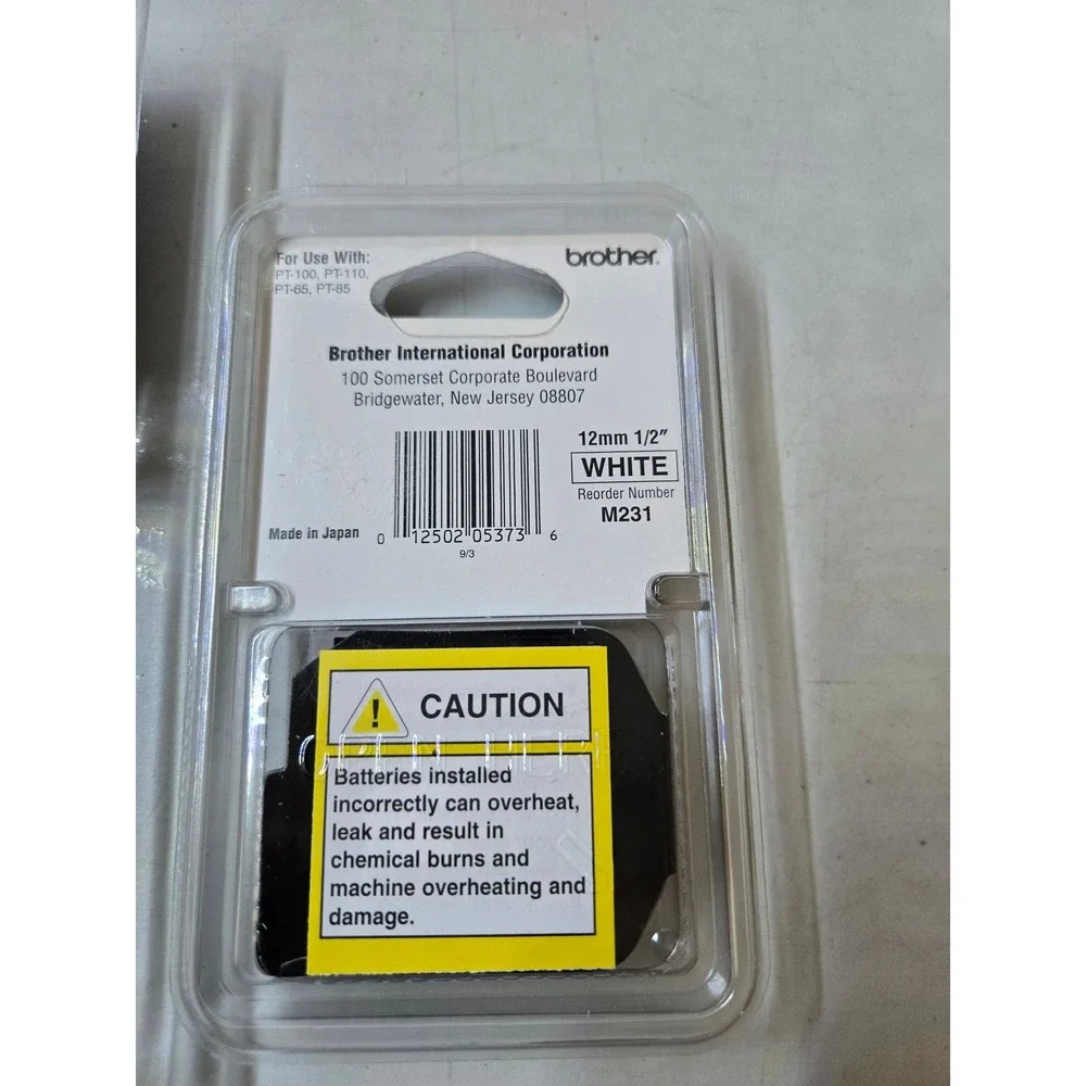 Brother Ptouch TZ Tape and M Tape Black on White Label Tape TZS231CS